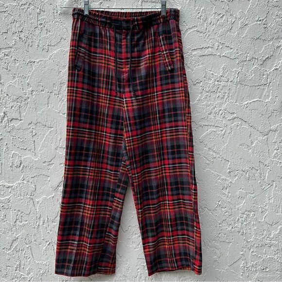 URBAN OUTFITTERS Plaid Pants Womens Medium Low Rise Drawstring Waist Academia - Picture 2 of 11